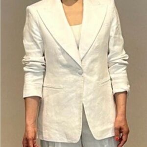 ***ISO***Banana Republic Salma Ivory Linen Tuxedo Blazer Sz 12/14